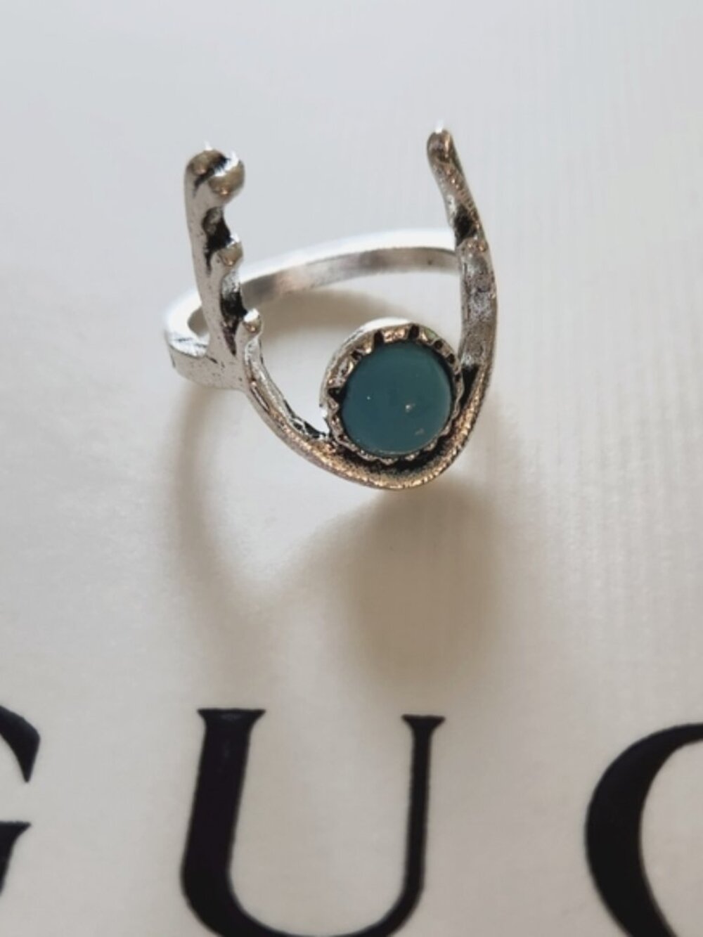🔷️ Sterling Silver Statement Ring Turquoise Stone Size 5.5